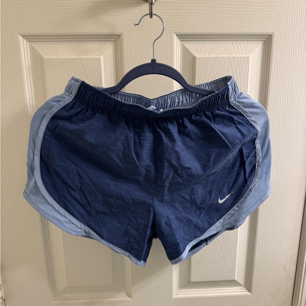 Nike Women's Navy and Light Blue Athletic Shorts